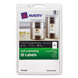 Avery 7278200761 Durable Self Laminating ID Labels, 4 x 6 Sheet, 2 1/4 x 3 1/4, White, 10/Pack by AVERY-DENNISON