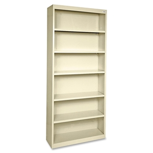 Steel Bookcase, 6-Shelf, 34-1/2"x13"x82", Putty by Lorell