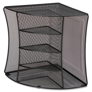 Verbatim America, LLC 95252 Corner Desk Organizer, 10-7/8"x10-7/8"x13", Black Mesh by Lorell