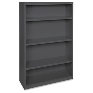 Steel Bookcase, 4-Shelf, 34-1/2"x12-5/8"x60", Black by Lorell