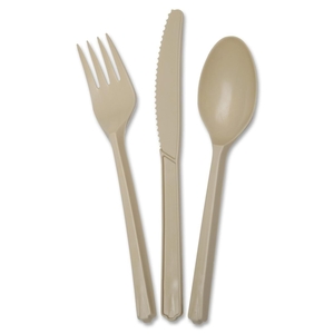 Biobased Cutlery, 3-Pc.Knife/Fork/Spoon, 400Sets/BX,Wheat by SKILCRAFT