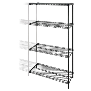 Lorell Furniture 69138 Add-On Wire Shelving,4Shelves/2Posts,48"x18"x72",BK by Lorell