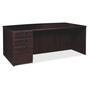 OFFICEMATE INTERNATIONAL CORP. 79005 Single Ped Bow Desk, Left, BBF, 72"x42"x29", Espresso by Lorell