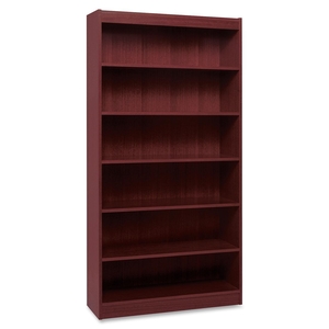 6 Shelf Panel Bookcase, 36"Wx12"Dx72"H, Mahogany by Lorell