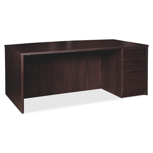 Tops Products 79011 Single Ped Bow Desk, BBF, Right, 72"x42"x29", Espresso by Lorell