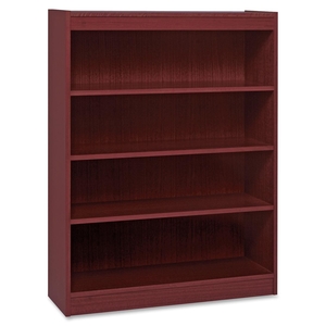 4 Shelf Panel Bookcase, 36"Wx12"Dx48"H, Mahogany by Lorell