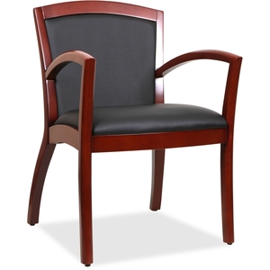 Coin-Tainer 20010 Wood Guest Chair, 23-1/4"x24-3/8"x34", Black/Cherry by Lorell