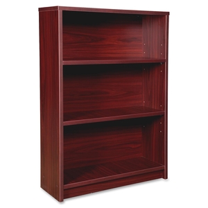 Bookcase, 3 Shelves, 34"x12"x48", Mahogany by Lorell