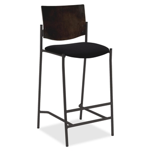 Stride, Inc 89060 Wood Back Barstool, Steel Frame,19"x22"x45", Espresso by Lorell