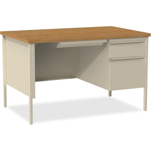 Lorell Furniture 66908 Single Pedestal Desk, RH, 48"x30"x29-1/2", Putty Oak by Lorell