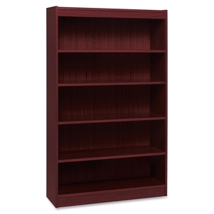 5 Shelf Panel Bookcase, 36"Wx12"Dx60"H, Mahogany by Lorell