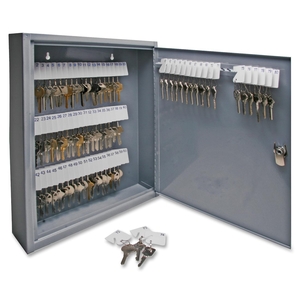 QUALITY PARK PRODUCTS 15603 Secure Key Cabinet, Key Lock, 14"x3"x17-1/8", 80 Keys, GY by Sparco
