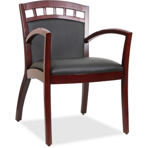 Deflecto Corporation 20013 Wood Guest Chair, 23-1/4"x24-3/8"x34", Black/Mahogany by Lorell