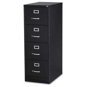 Lorell Furniture 88046 Vertical File Cabinet, 4 DR, LGL, 18"X28-1/2"X52", BK by Lorell