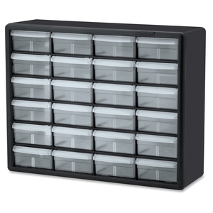 Genuine Joe 10124 Plastic Storage Cabines,24-Drawer, 6-3/8"x20"x16", BK/CL by Akro-Mils