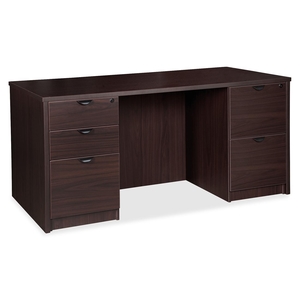 Double Ped Desk, 66"x30'x29', Espresso by Lorell