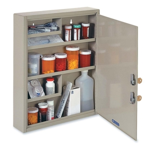 MMF INDUSTRIES 2019065D03 Drug Cabinet, 2 Keyed Locks, 14"x3-1/8"x17-1/8", Sand by MMF