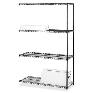 Lorell Furniture 69147 Add-On Wire Shelving,4Shelves/2Posts,36"x18",BK by Lorell