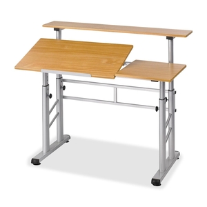 Safco Products 3965MO Split Level Workstation,47-1/4"x29-3/4"x26"to37-1/4",Med OAK by Safco