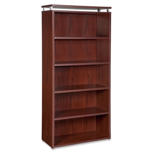 Bookcase, 5-Shelf, 36"x12-1/2"x68-3/4", Mahogany by Lorell