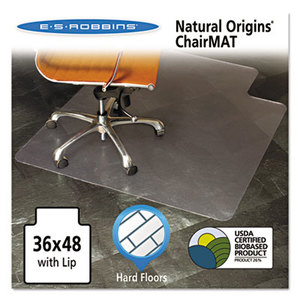 E.S. ROBBINS 143002 Natural Origins Chair Mat With Lip For Hard Floors, 36 x 48, Clear by E.S. ROBBINS