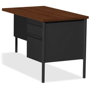 Lorell Furniture 60921 Single Pedestal Desk, RH, 42"x24"x29-1/2", Black Walnut by Lorell