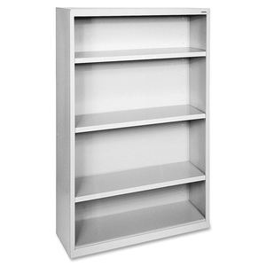 Steel Bookcase, 4-Shelf, 34-1/2"x13"x60", Light Gray by Lorell