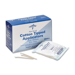 Medline Industries, Inc MDS202050 Cotton Tip Applicator, 3", Nonsterile, 1000/BX, White by Medline