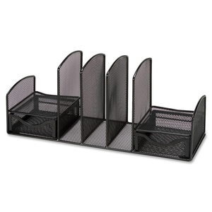 Lorell Furniture 21560 Desktop Organizer, 17"x6-5/8"x7-3/4", Black Mesh by Lorell