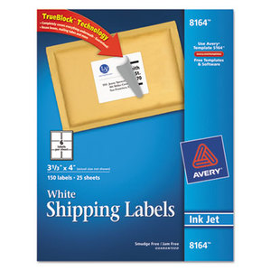 Avery 8164 Shipping Labels w/Ultrahold Ad & TrueBlock, Inkjet, 3 1/3 x 4, White, 150/Pack by AVERY-DENNISON