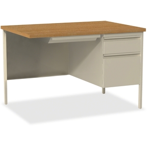 Lorell Furniture 60920 Single Pedestal Desk, RH, 42"x24"x29-1/2", Putty Oak by Lorell