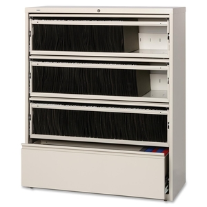 Lorell Furniture 43514 Lateral File, RCD, 4-Drawer, 42"x18-5/8"x52-1/2", Putty by Lorell