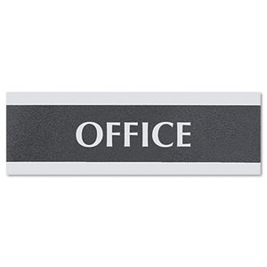 U.S. Stamp & Sign 4762 Century Series Office Sign, OFFICE, 9 x 3, Black/Silver by U. S. STAMP & SIGN