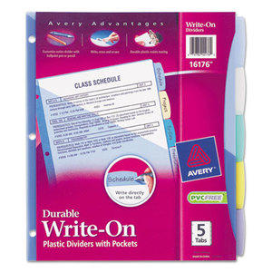 Avery 72786 Write & Erase Big Tab Plastic Dividers, 5-Tab, Letter by AVERY-DENNISON