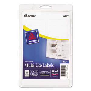 Avery 05422 Removable Multi-Use Labels, 1/2 x 1 3/4, White, 840/Pack by AVERY-DENNISON