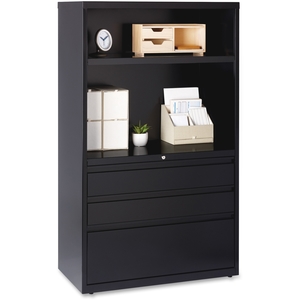 Lorell Furniture 66205 3-DR Lateral Combo Unit, 36"x18-5/8"x60", Black by Lorell