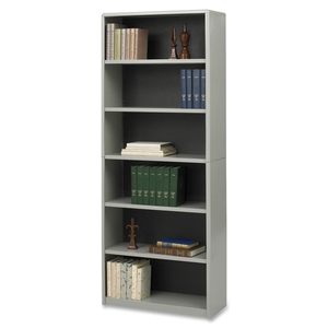 Safco Products 7174GR 6 Shelf Bookcase, 31-3/4"Wx13-1/2"Dx80"H, Gray by Safco