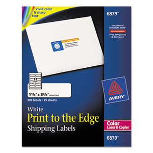 Avery 6879 Color Printing Mailing Labels, 1 1/4 x 3 3/4, White, 300/Pack by AVERY-DENNISON