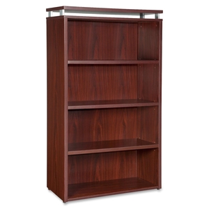 TOMBOW 68720 Bookcase, 4-Shelf, 36"x12-1/2"x48", Mahogany by Lorell