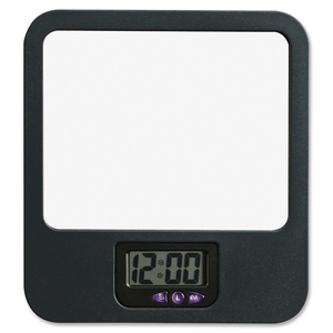 Cubicle Clock/Mirror, Recycled, Black by Lorell