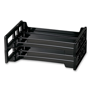 OFFICEMATE INTERNATIONAL CORP. 21022 Stackable Desk Trays,Side Load,13-3/16"x9"x2-3/4",2/PK,Black by OIC