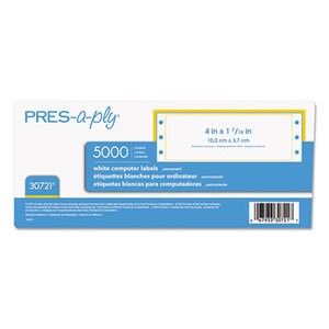 Avery 30721 Dot Matrix Printer White Address Labels, 1 7/16 x 4, 1 Across, White, 5000/Box by AVERY-DENNISON