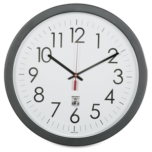 National Industries For the Blind 6645016238823 Self Set Wall Clock, Plastic Body, 14.5", Black by SKILCRAFT