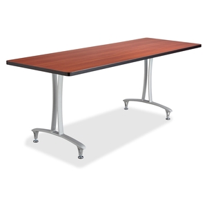 Safco Products 2097CYSL Table With T-Legs/Glides, 72"x24"x29", Cherry Top/Silver by Safco