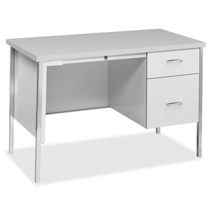 The HON Company 34002RQQ Right Pedestal Desk,45-1/4"x24"x29-1/2",Steel Legs,LGY by HON