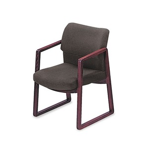 HON COMPANY 2403NAB12 2400 Series Guest Arm Chair, Mahogany Finish, Gray Fabric by HON COMPANY