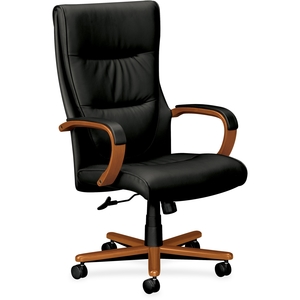 The HON Company VL844HSB11 Hi-Back Exec Chair, 28"X30"X47", Wood Base, Bbcy by Basyx by HON