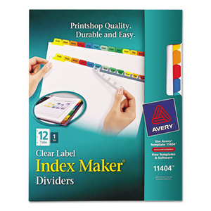 Avery 11404 Index Maker Print & Apply Clear Label Dividers w/Color Tabs, 12-Tab, Letter by AVERY-DENNISON