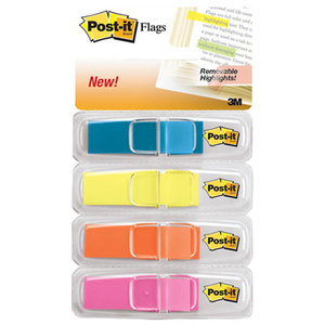 3M 6834ABX Highlighting Page Flags, 4 Bright Colors, 4 Dispensers, 1/2" x 1 3/4", 35/Color by 3M/COMMERCIAL TAPE DIV.