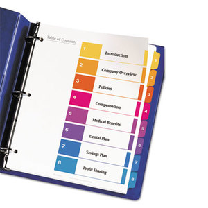 Avery 11186 Ready Index Customizable Table of Contents, Asst Dividers, 8-Tab, Ltr, 6 Sets by AVERY-DENNISON